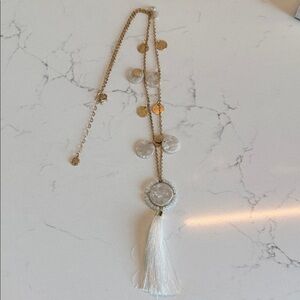 Lilly Pulitzer Gold and Cream Tassel Necklace